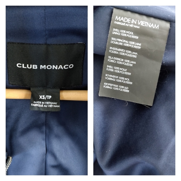 CLUB MONACO Kasppere Wool Coat Sz XS Blue - Picture 5 of 7